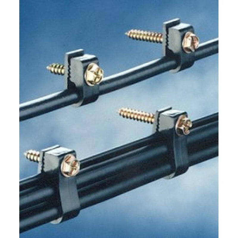 Stanz (TM) Flex Single Coaxial Cable Clips, Cat6, Electrical Wire Cable Clip, 1/4 in (6 mm) Screw Clip and Fastener, Black (100 Pieces per Bag) - Image 2